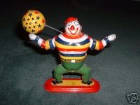TPS BOBO juggling tin clown 1950's scarce
